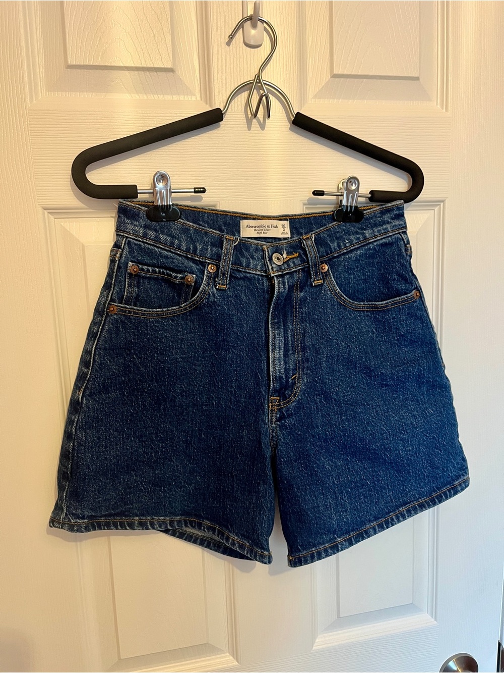 Abercrombie & Fitch High-Rise Dark Blue Denim Shorts
